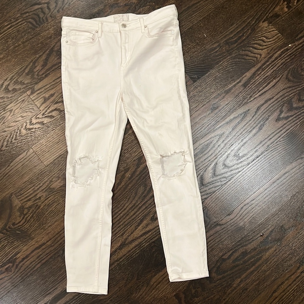Free People white ripped jeans